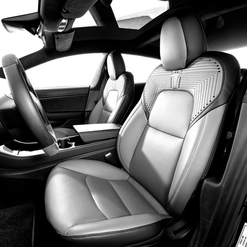 TOPABYTE Autositzkissen für Tesla Model Y/3/S/X/Highland  Premium-Speicherschaum-Fahrer Sitzkissen zur Verbesserung der Fahrtsicht  Nappa Leder